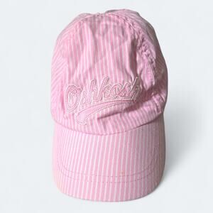 Vintage 90s OshKosh B'gosh Toddler Hat 2T-4T Embroidered Pink Stripes